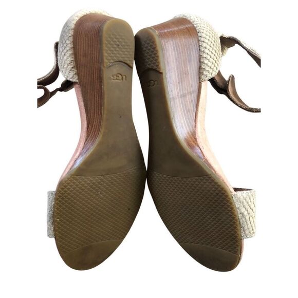 Ugg Char Mar Pearl suede tan Ankle wedge tan sandal size 7.5 - Picture 7 of 8